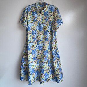 TAIL 1/4 Zip Floral Golf Tennis Dress Size XL Blue Pink Yellow Zip Pockets